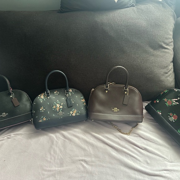 Coach Black and Brown Floral Satchels - Picture 1 of 11